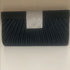 Elegant Black Clutch with Silver Accent
